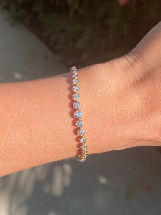 14K Natural Diamond Bezel Set Tennis Bracelet – 1.50 TCW