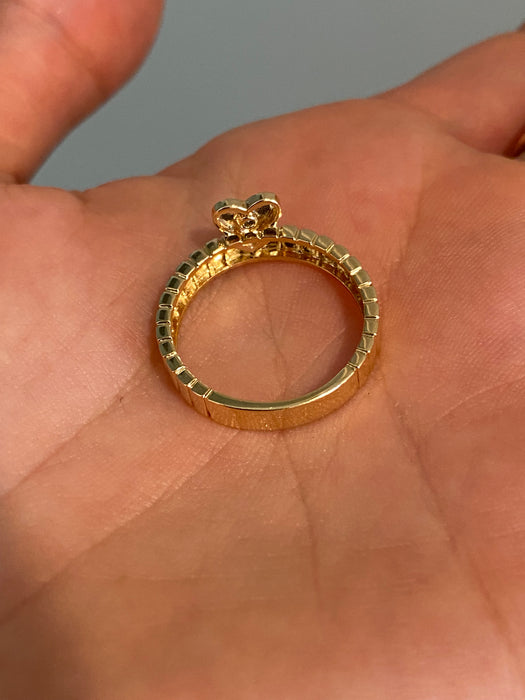 14k ribbed diamond heart ring size 6.75