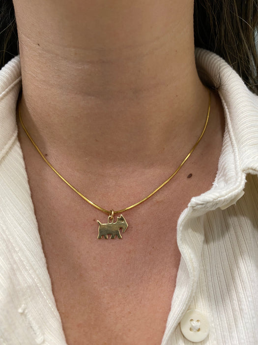 Vintage 1981 Leonore Doskow 14K Gold Dog Charm Pendant Signed