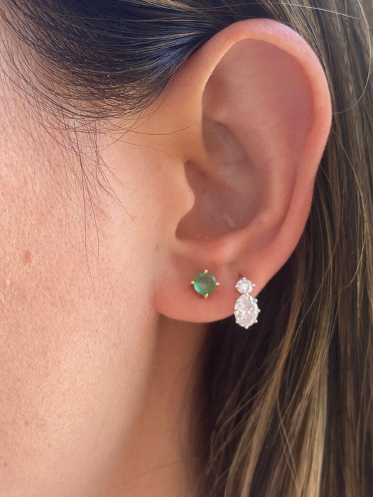 Vintage 14K Gold Emerald Stud Earrings | 4.3 mm Natural Emeralds