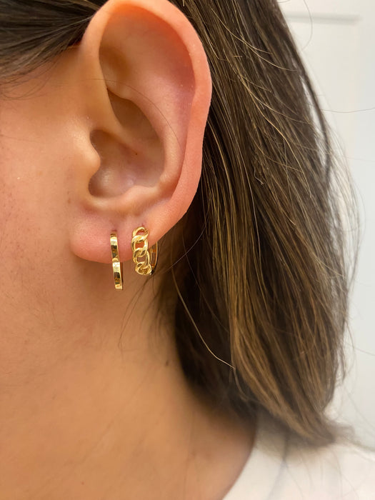 14k heart huggie earrings