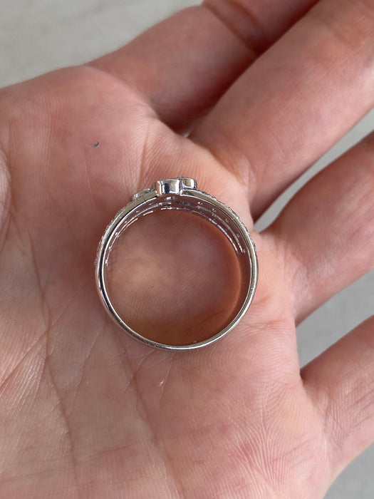 Vintage Platinum 900 Diamond Bezel Ring – 0.94 TCW Natural Diamonds – Size 7