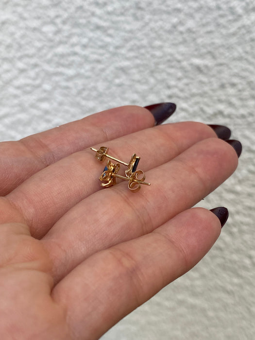 14k blue sapphire butterfly stud earrings
