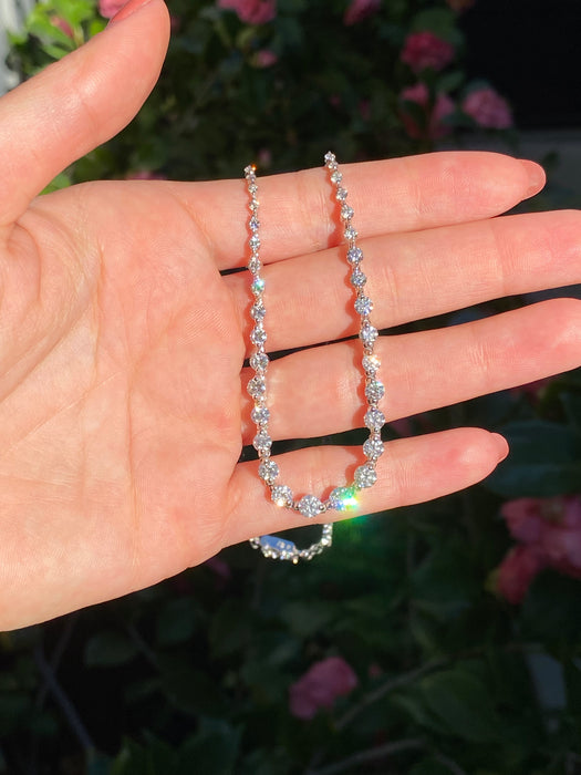 18k white gold 7 carat Diamond tennis necklace