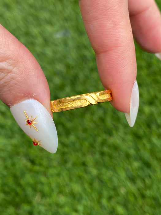 Vintage 24k Pure Gold Diamond Cut Eternity Ring