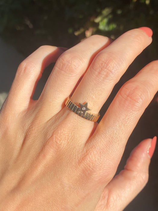 14k ribbed star diamond ring size 6.5