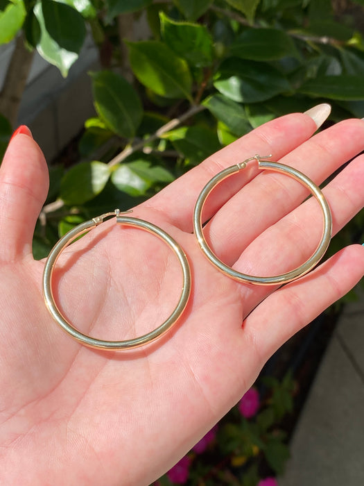 14k 1.85” by 3mm hoop earrings