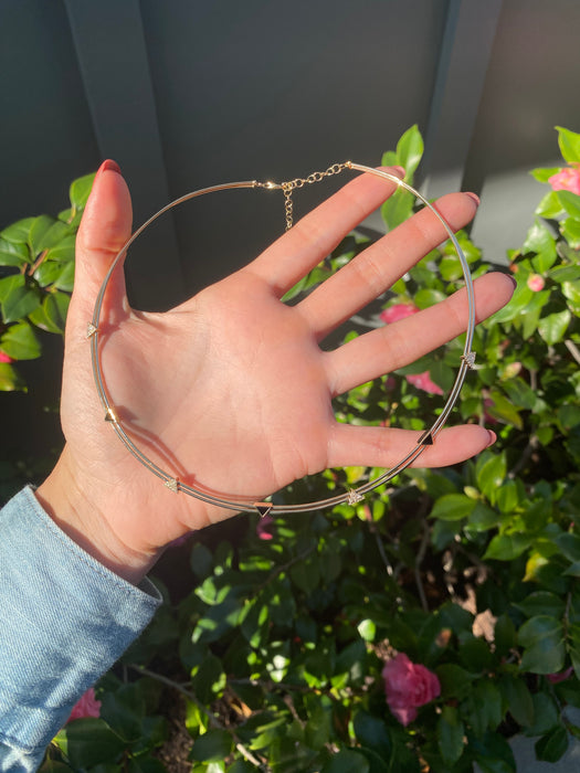 14k collar necklace diamond triangle black onyx