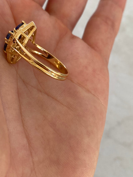 18K Blue Sapphire & Diamond Ring