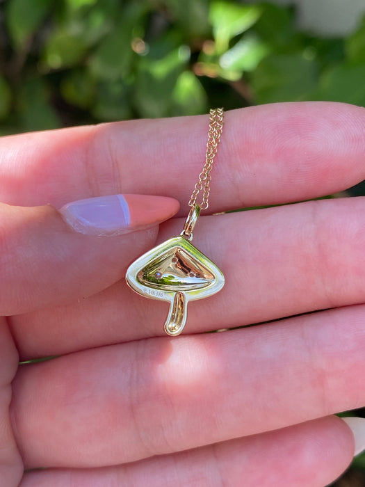 14k yellow enamel diamond star mushroom pendant charm