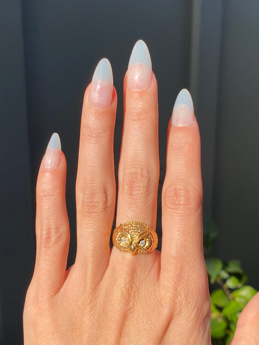 18k diamond owl ring size 6