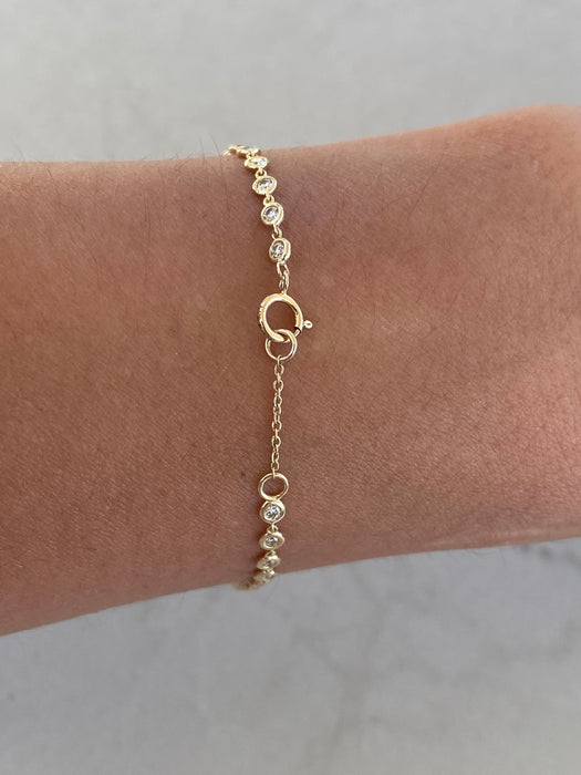 14K Natural Bezel-Set Diamond Bracelet