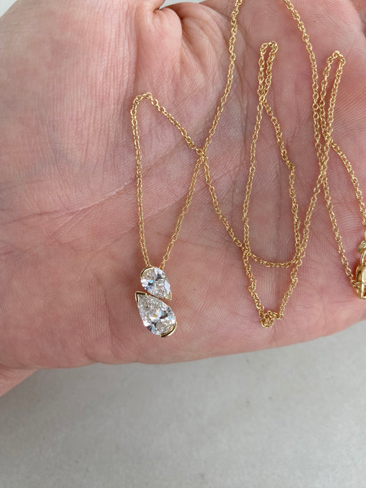 14K Gold 1.50 Carat Lab Diamond Pear Necklace