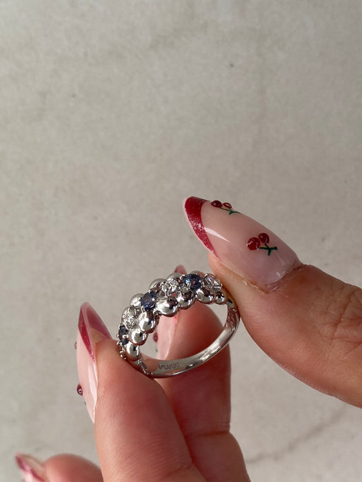 Vintage Platinum 900 Alexandrite & Diamond Flower Ring