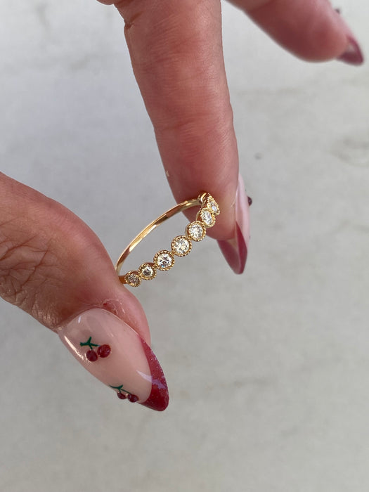 14K Gold Milgrain Bezel-Set Lab Diamond Ring