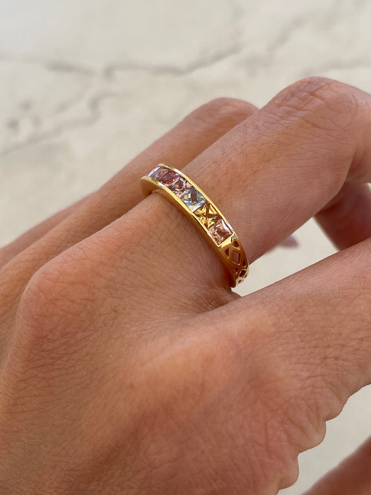 18K Pastel Sapphire Half Eternity Ring