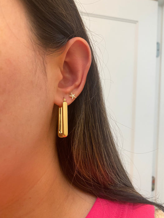 14k rectangle hoop earrings