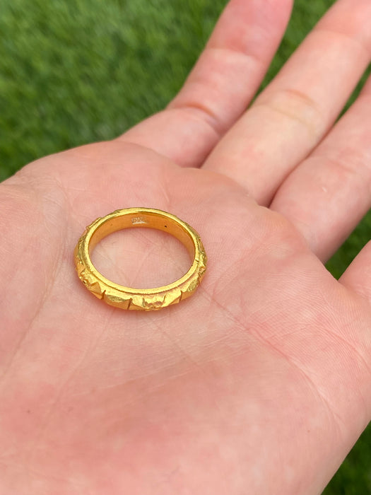Vintage 24k Pure Gold Engraved Eternity Ring