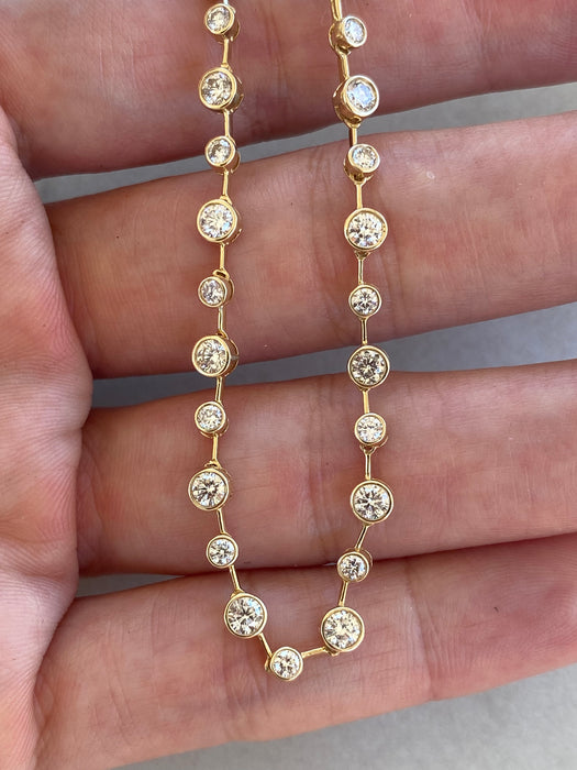 14K 4.34 TCW Natural Diamond Bezel-Set Tennis Necklace
