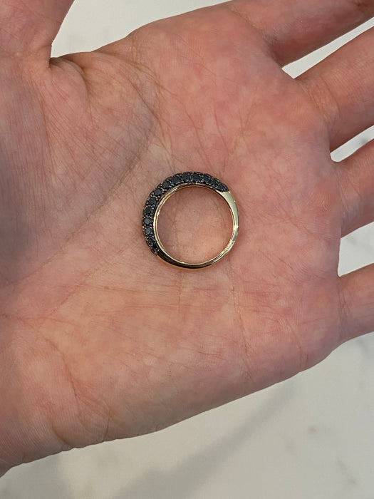 14K Gold Pavé Natural Black Diamond Ring
