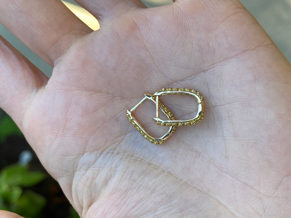 14k double sided yellow sapphire huggie earrings