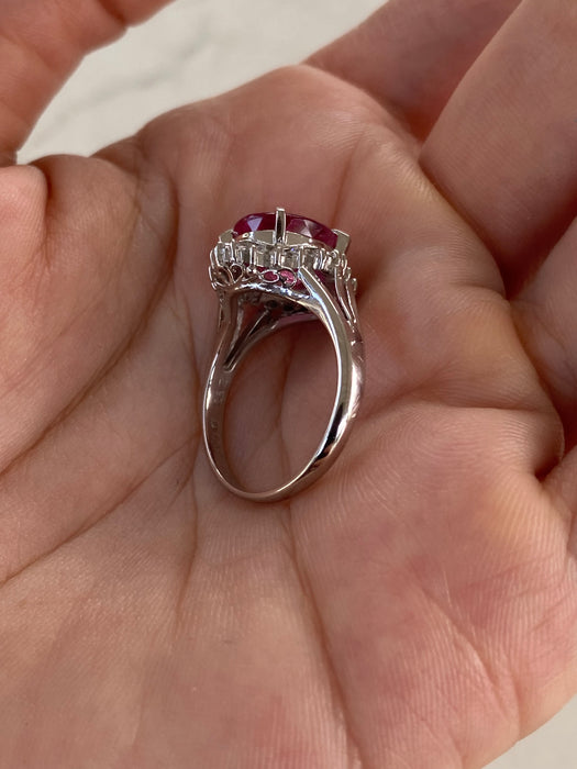 Vintage Platinum 850 Pink Tourmaline & Diamond Ballerina Ring