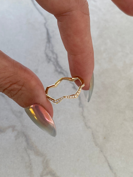 14K Natural Diamond Zig Zag Ring