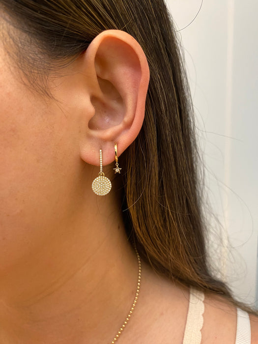 14k diamond huggie earrings