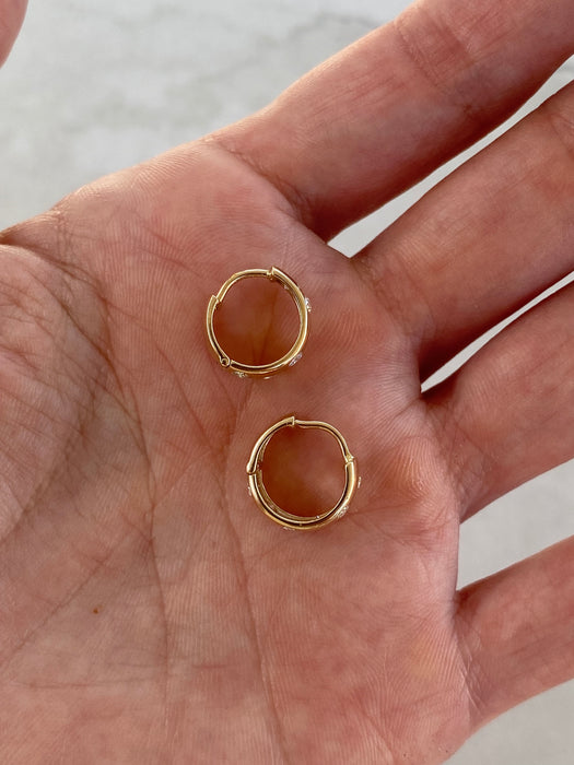 14K 0.5 TCW Flush-Set Natural Diamond Huggie Earrings