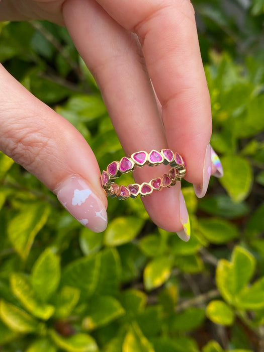 14k bezel set ruby heart eternity ring size 6.75