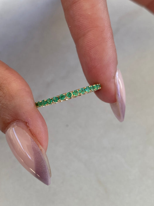 14K Gold Emerald Eternity Ring