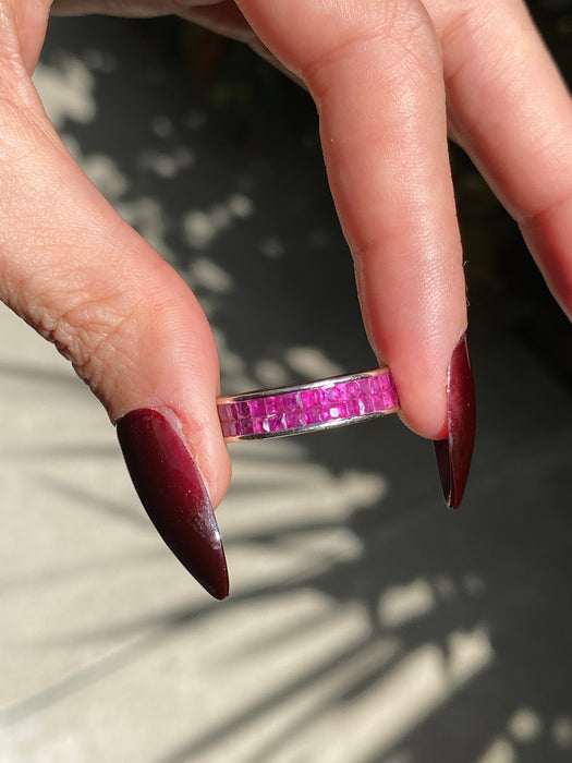 18k white gold invisible ruby eternity ring size 6