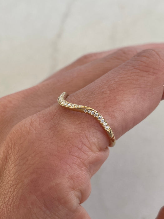 14K Gold Lab Diamond Chevron Ring