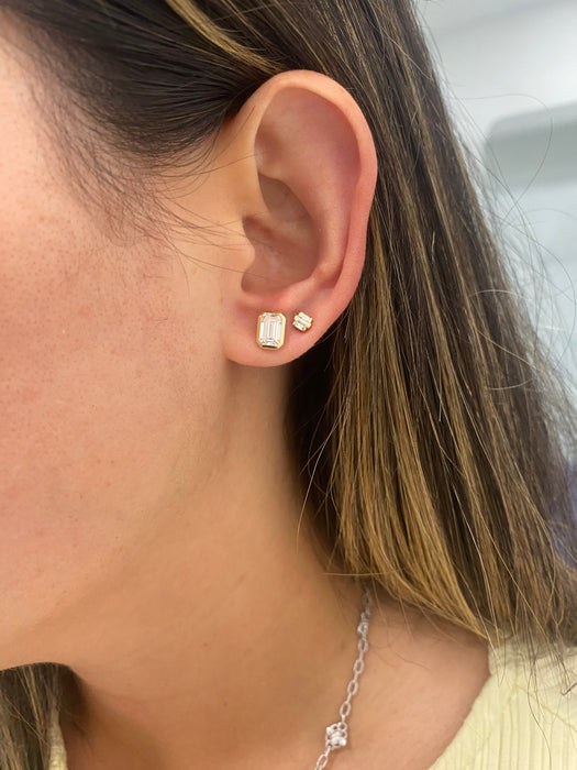 14K Emerald-Cut Lab Diamond Stud Earrings — 2.19 TCW