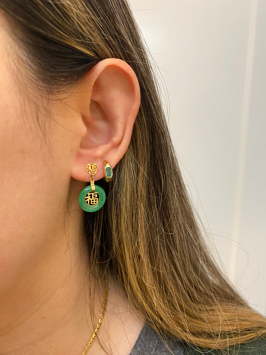 14k green jade earrings