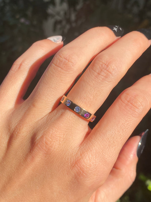 18k rose gold rainbow eternity ring size 6.5