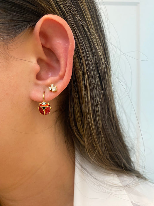14k unoaerre enamel lady bug leverback earrings