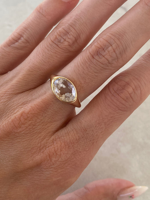 14K East-West Oval Lab Sapphire Ring with Floating Lab Diamonds
