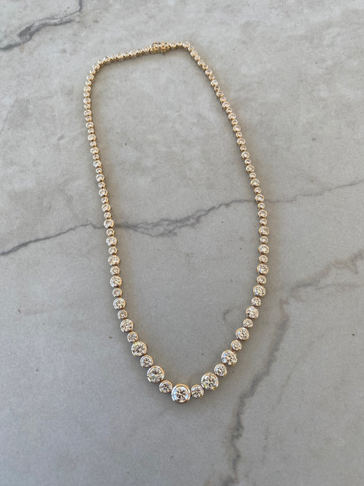 14K 17.5 TCW Lab Diamond Graduated Tennis Necklace