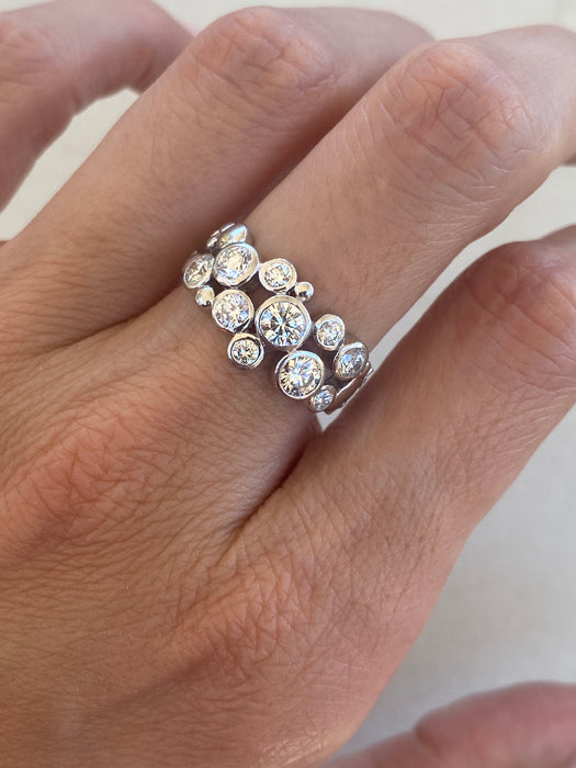 Vintage Platinum 900 Diamond Bubble Ring