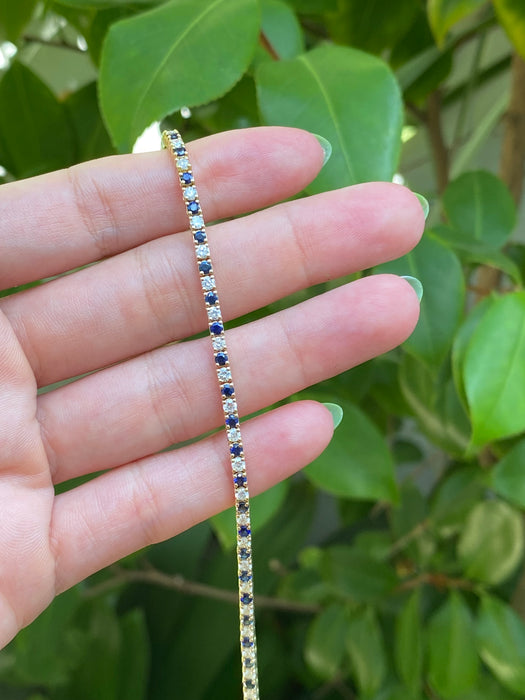 14k blue sapphire diamond bracelet 6.75”