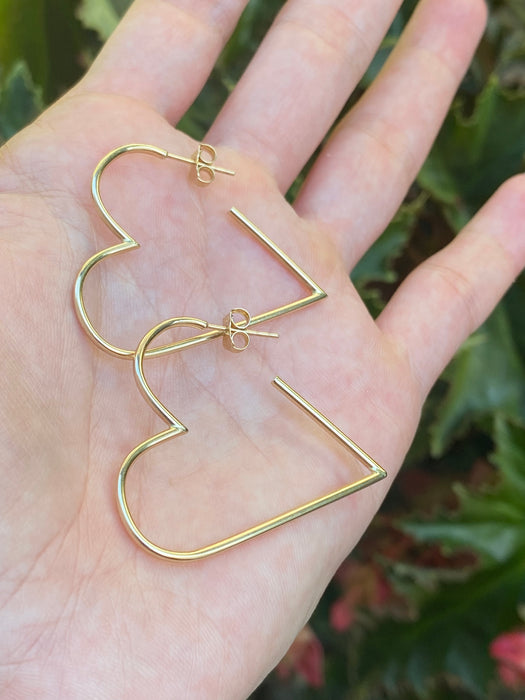 14k heart hoop earrings