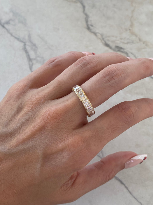 14K Gold 3.19 TCW Emerald-Cut Lab Diamond ¾ Eternity Ring- IGI