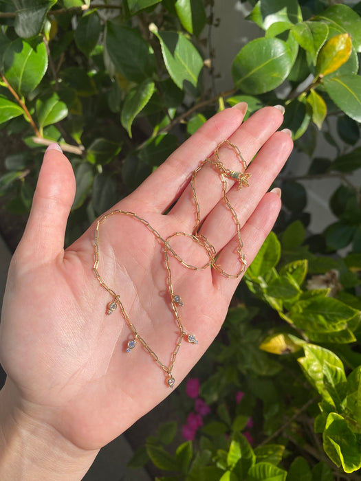 14k diamond paperclip necklace