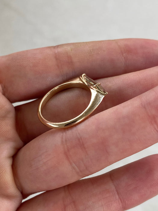 14K Light Champagne Shield-Cut Lab Diamond Ring