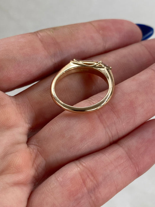 14K Light Champagne Shield-Cut Lab Diamond Ring