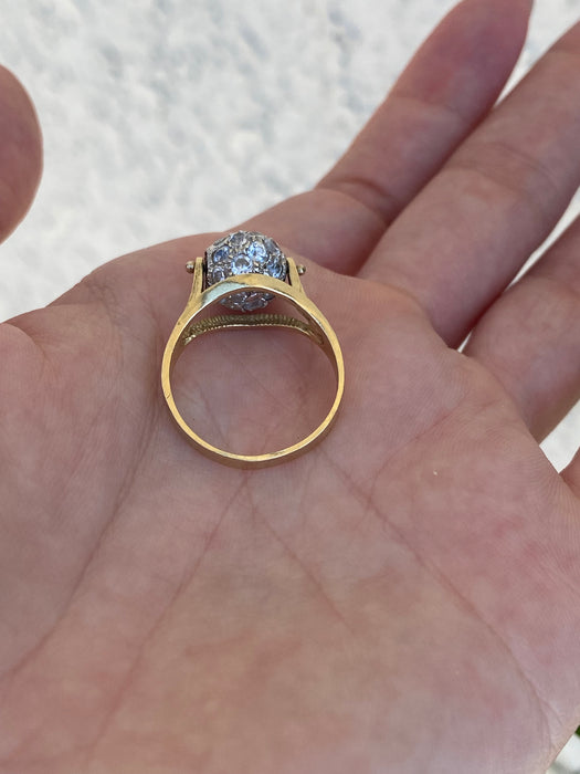 14k CZ ball spinner ring size 7.25