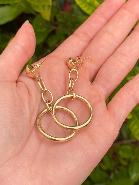 14k dangle ball earrings