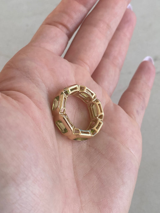 14K Gold Bezel-Set Peridot Eternity Ring
