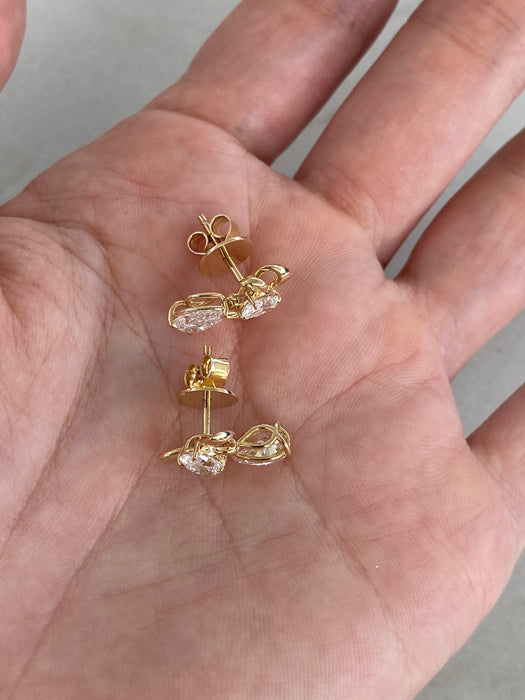 14K 1.8 TCW Lab Diamond Bow & Pear Drop Earrings